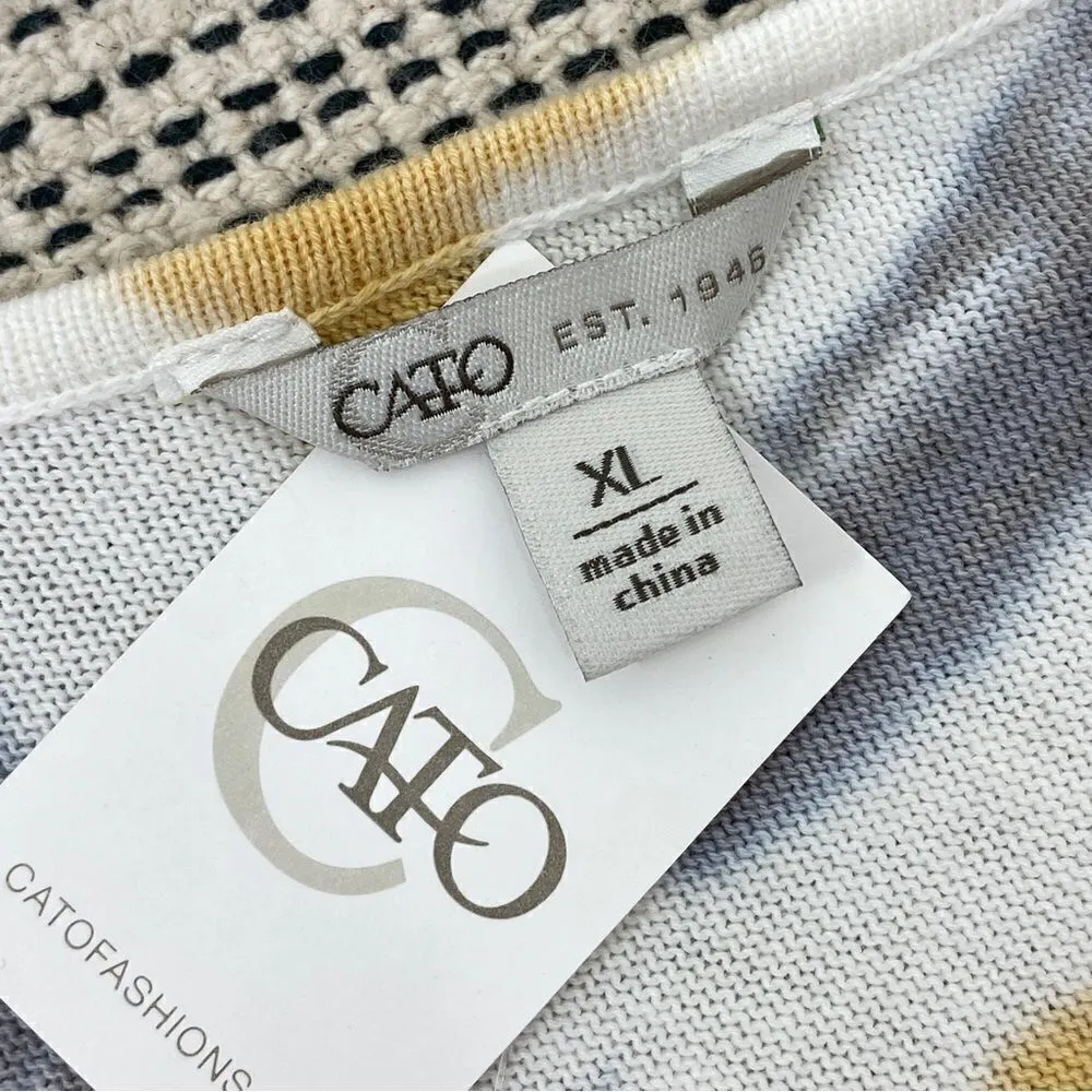 Cato Tie Dye V Back‎ Tunic Sweater Dress White Yellow Gray XL - Image 10