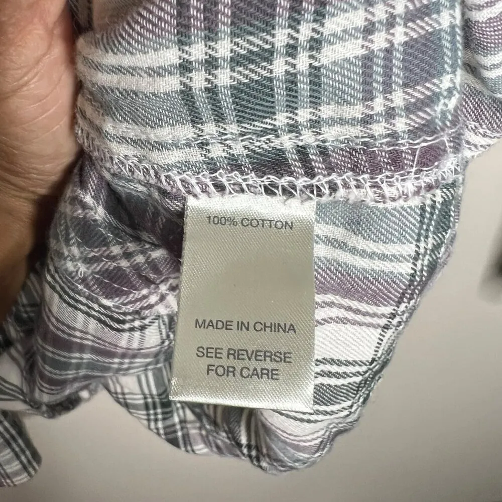 BKE Eased Grey‎ Multi Plaid Flannel Button-Up Shirt XS - Image 4