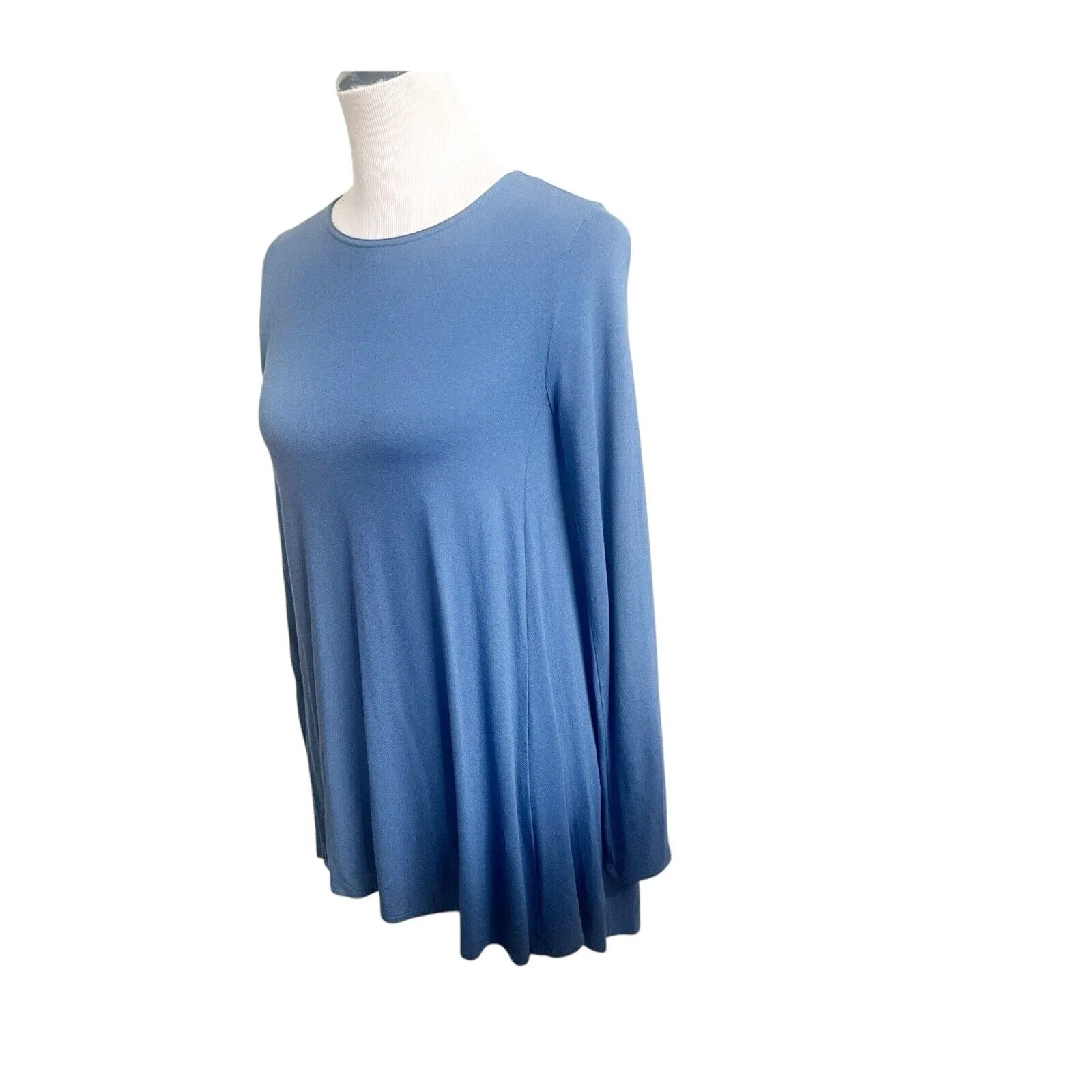 Women’s Eileen Fisher Viscose Jersey Ballet Neck Tunic Blue Bird,SZ PP/PTP XS - Image 4