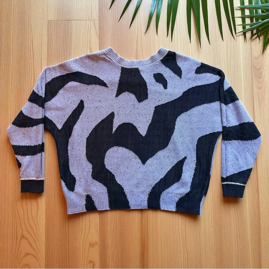 NIC+ZOE Abstract Intarsia Knit Sweater - Size L - Image 9