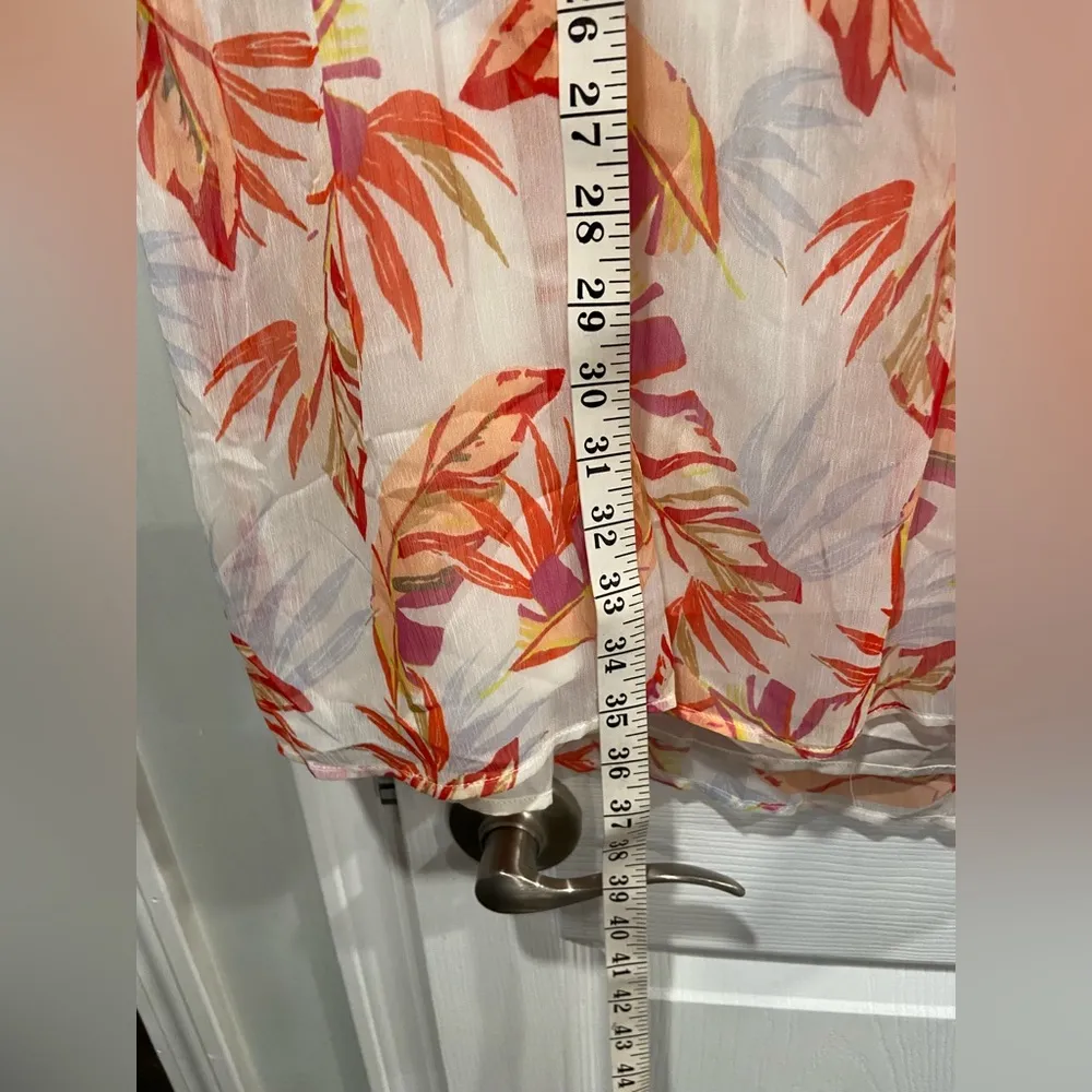 NWOT Kaari Blue Size M Sleeveless Ruffle Tassel Flowy White Tropical Mini Dress - Image 10