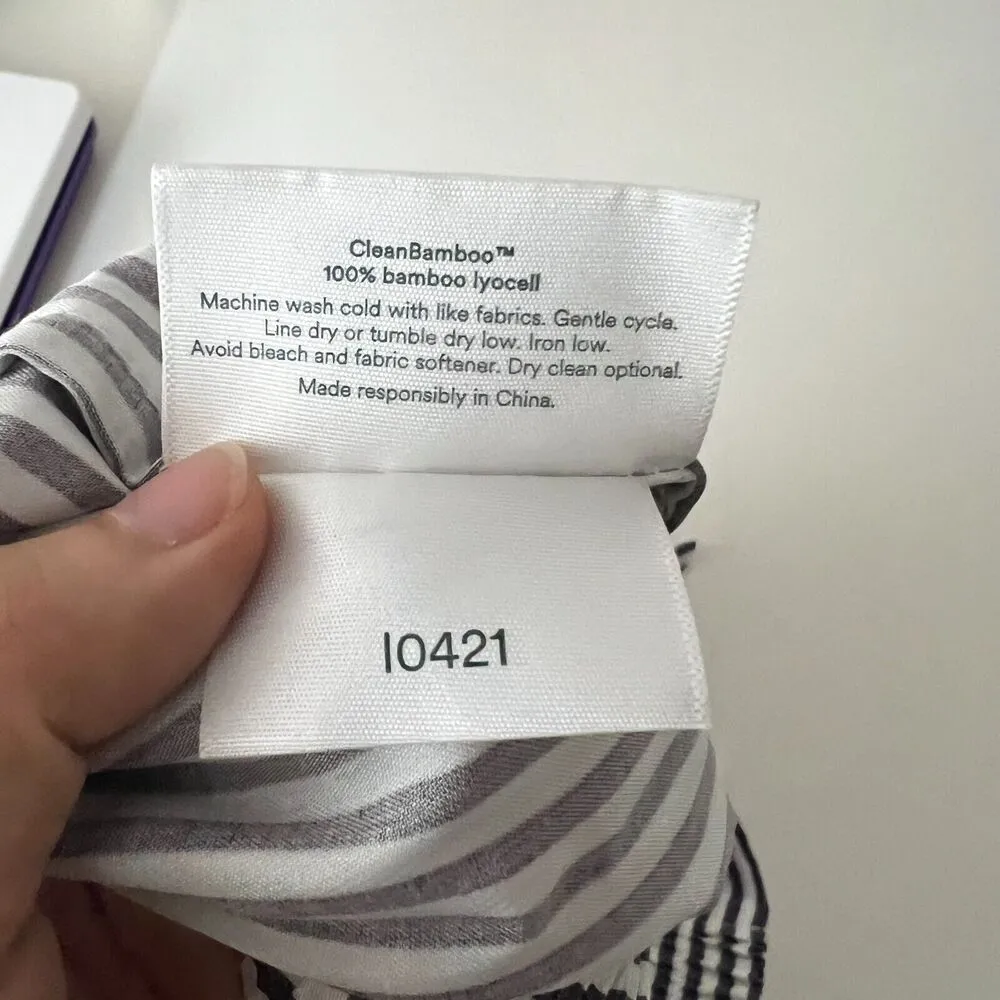 Ettitude Bamboo Lyocell Sateen Pajama Shorts Striped Grey White Lightweight M Gray Size M - Image 4