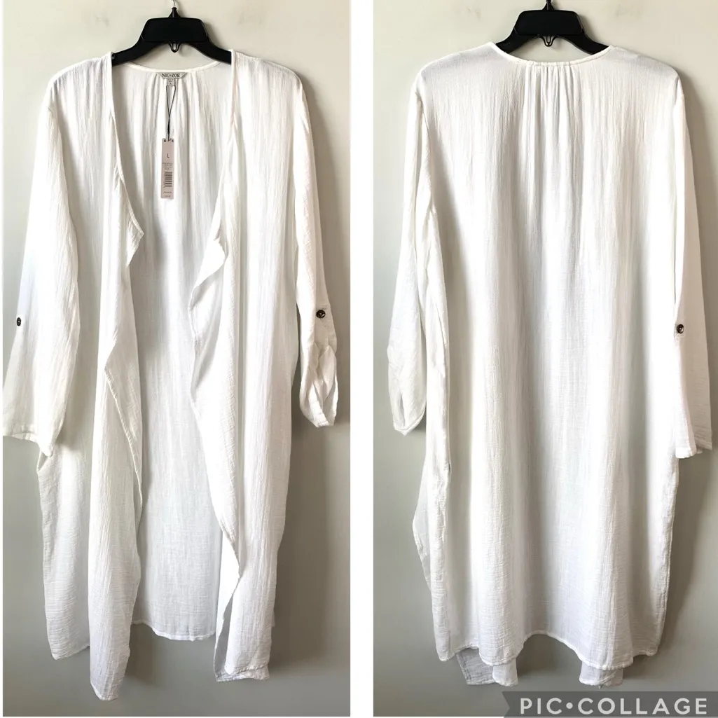 Nic+Zoe Double Gauze Boatcruise Cardigan Paper White‎ L - Image 4