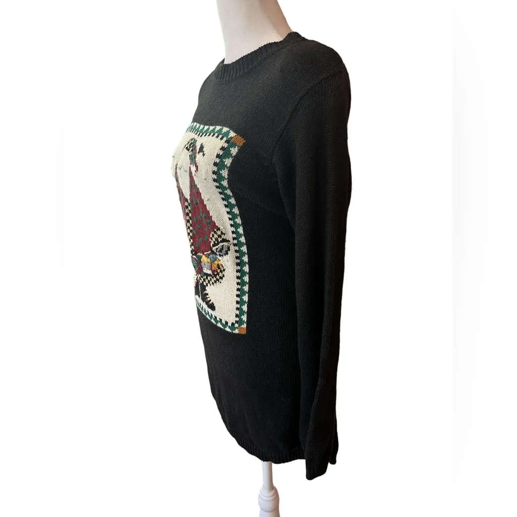 VTG deadstock 80s 90s intarsia knit Santa Clause  sweater shoulder pads NWT S - Image 3