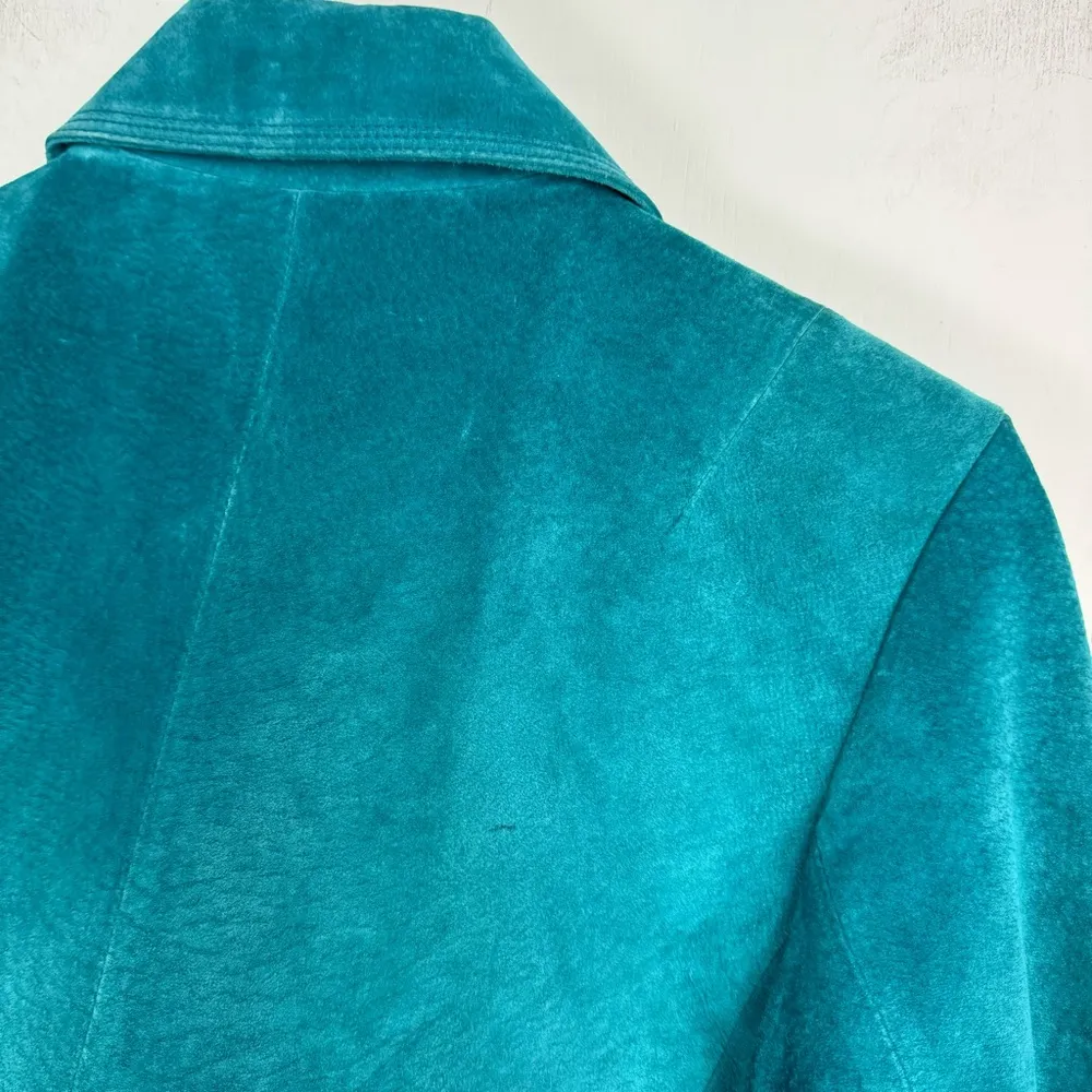 Charter Club Teal Turquoise Blue Leather Jacket Sz Small - Image 9
