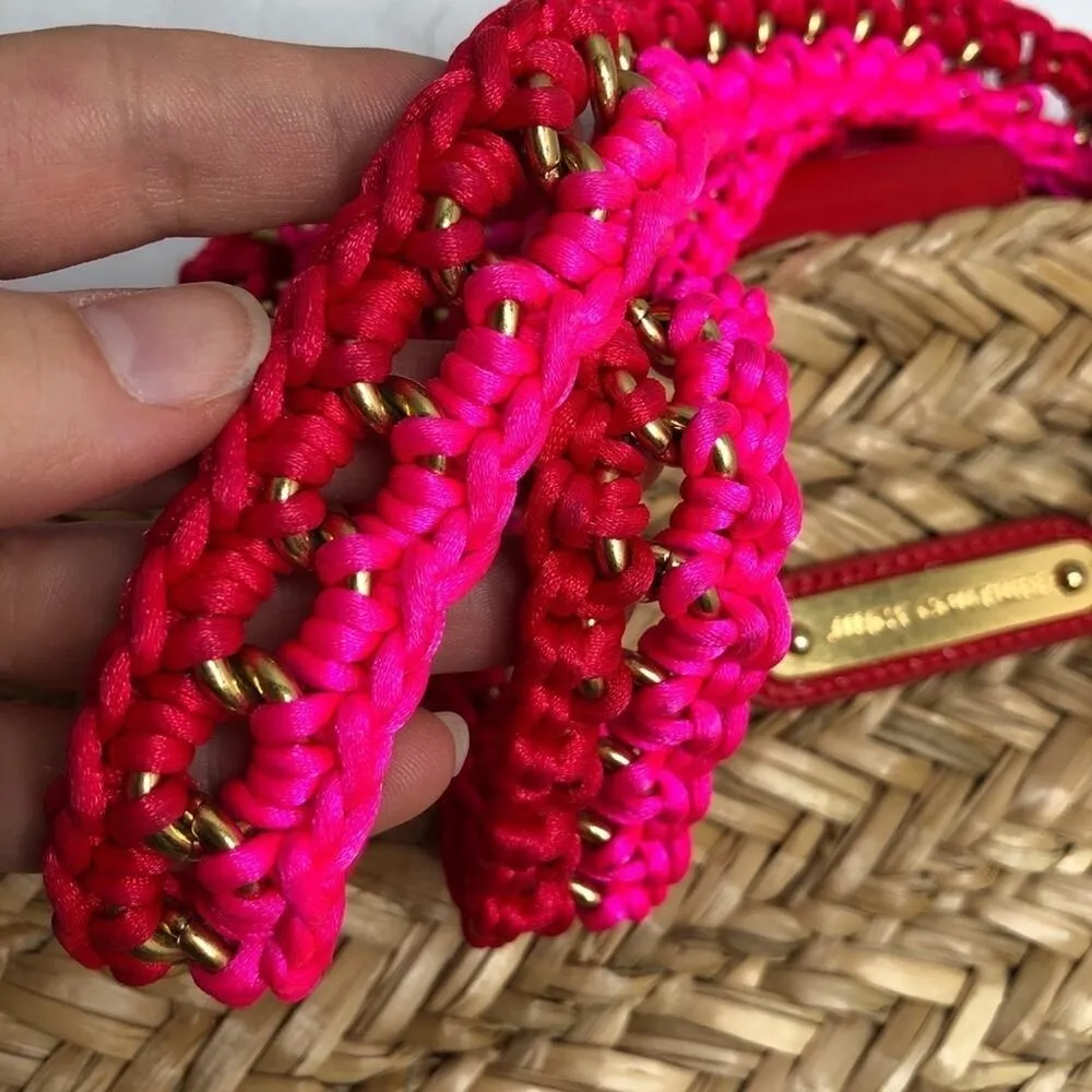 JUICY COUTURE Woven Seagrass Straw Tote Bag Purse Coastal Vacation Beach Charm - Image 4