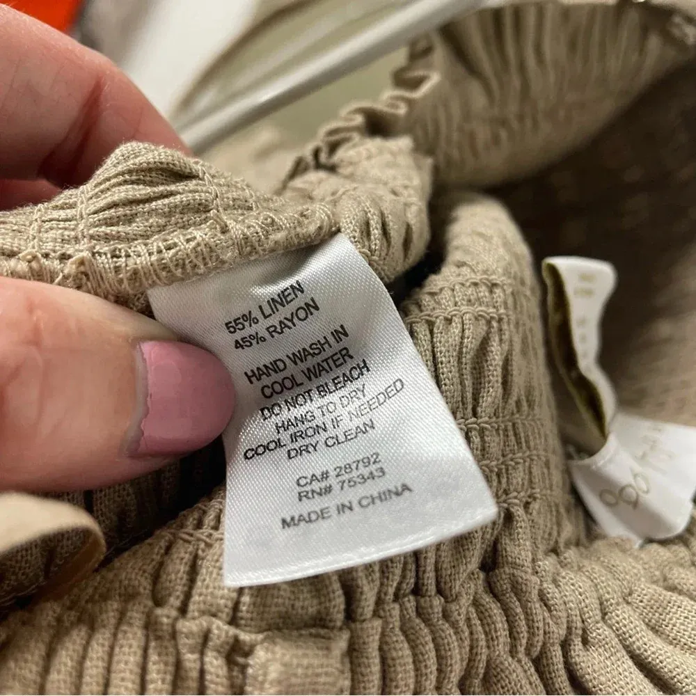 House of Harlow 1960 Linen Cropped Jumpsuit Size Medium Tan - Image 5