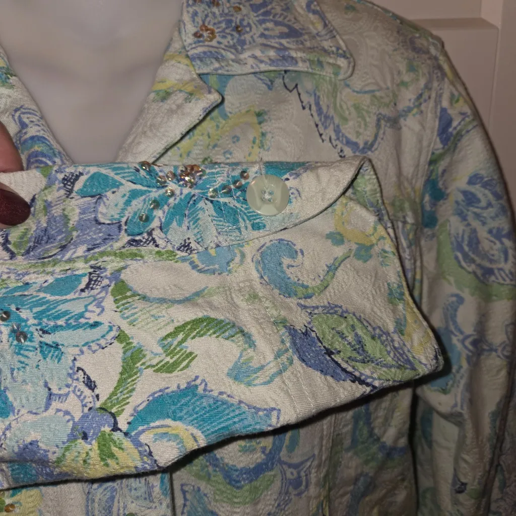 Coldwater Creek Vintage Paisley Jaquard Teill Jacket Size Petite Small Ps - Image 6