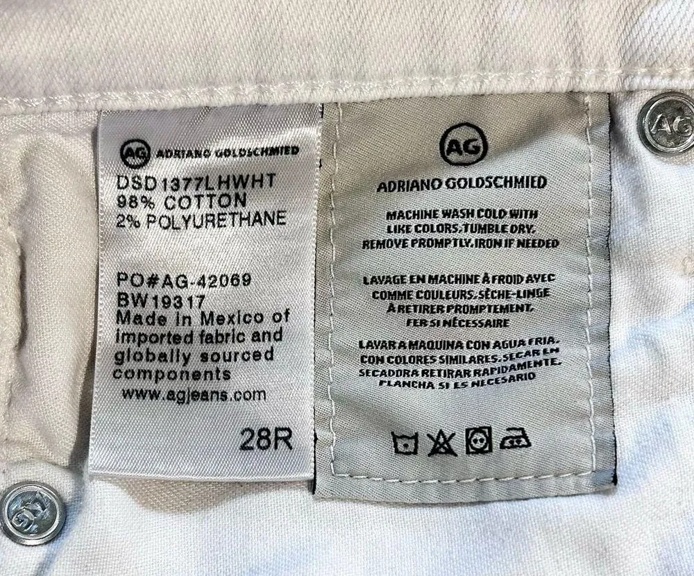 AG ADRIANO GOLDSCHMIED Stevie Slim Straight Raw Hem White Crop Ankle Jeans Sz 28 - Image 12