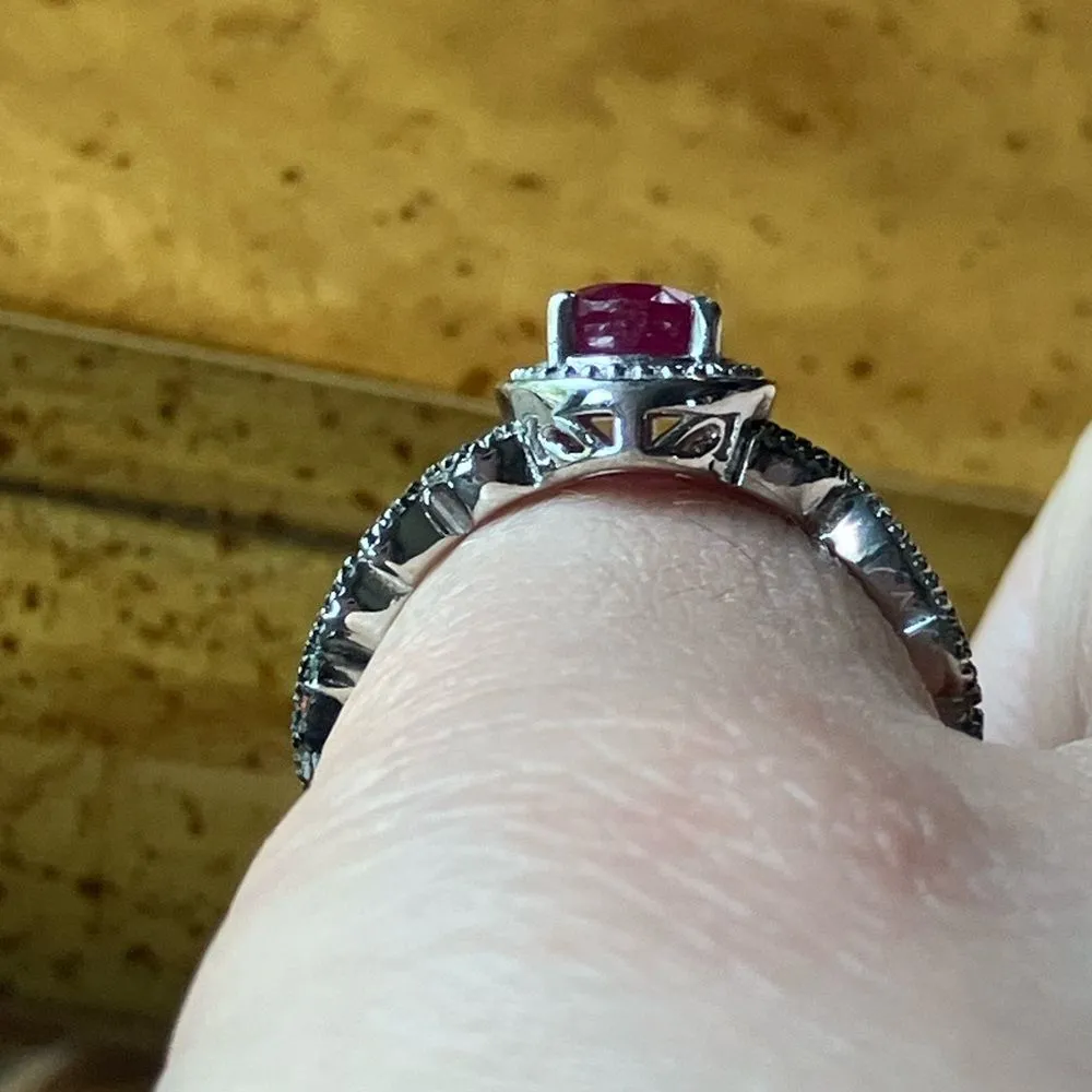 African Ruby Red Sapphire Sterling Silver Ring Size 5 - Image 2