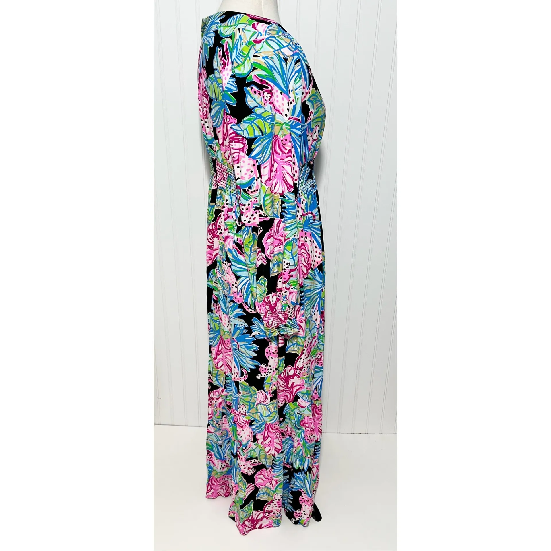 Lilly‎ Pulitzer Women's Mistral Maxi Onyx Jaguar Jungle Dress Multicolor Large - Image 4