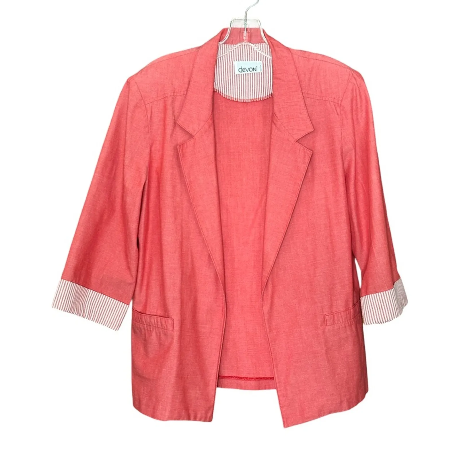 Vintage Summer Pants Suit By Devon In Pink Rouge Size 10 - Image 2