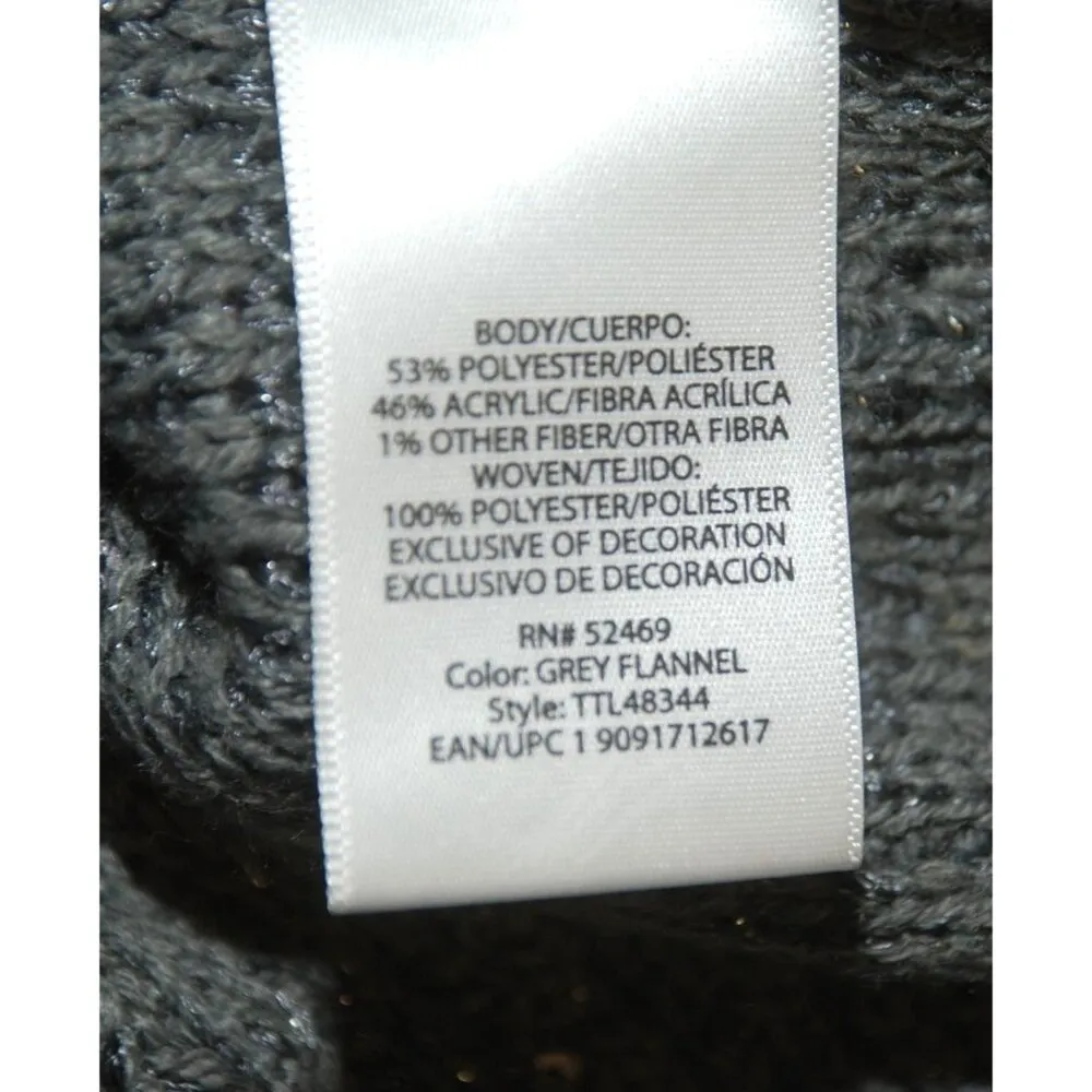 Time And Tru Ladies XL 16 18 Gray Sequin Sweater Adorable Detailed Back Winter P - Image 9