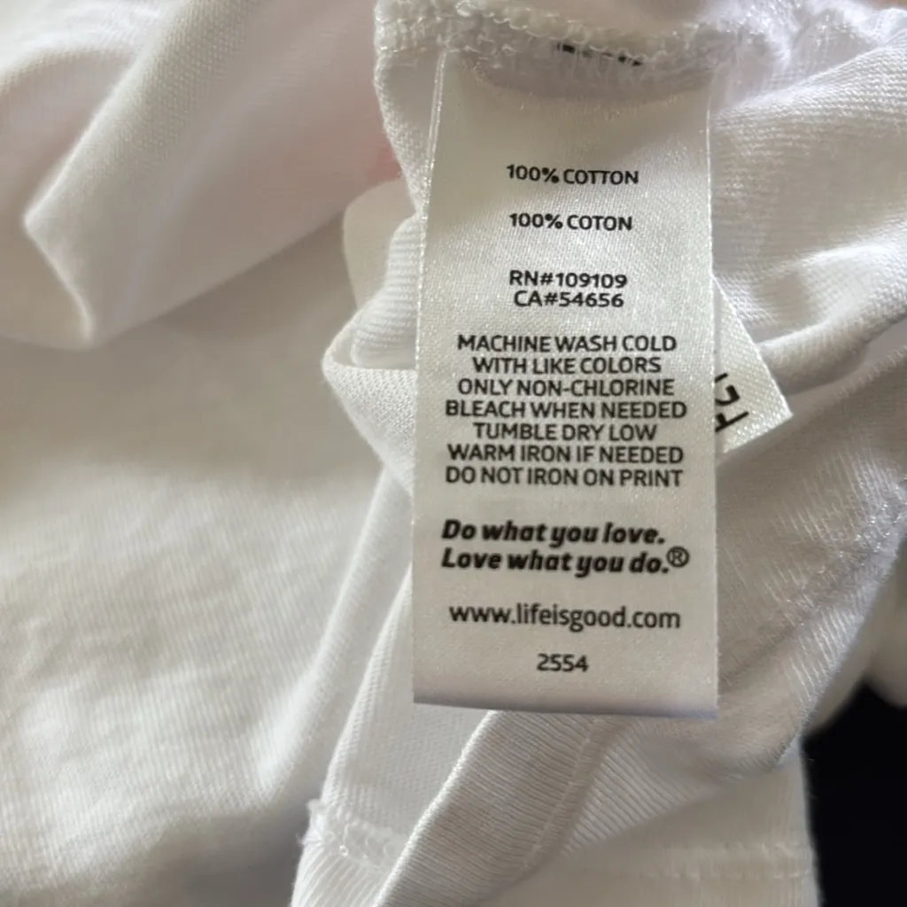 Life is Good Crusher Tee Long Sleeve White Sz XL Tropical Palm Trees and Stripes - Image 6