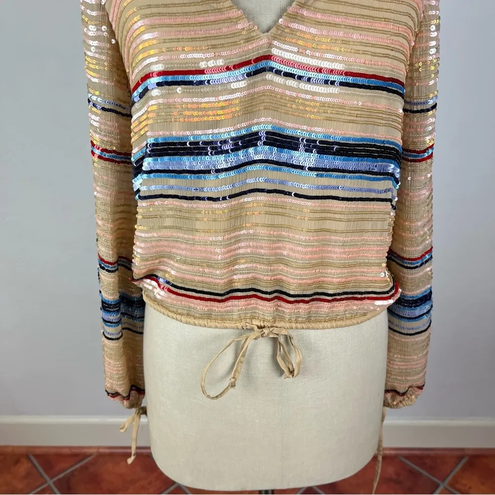 Tularosa Bree Striped V Neck Blouse - Image 6