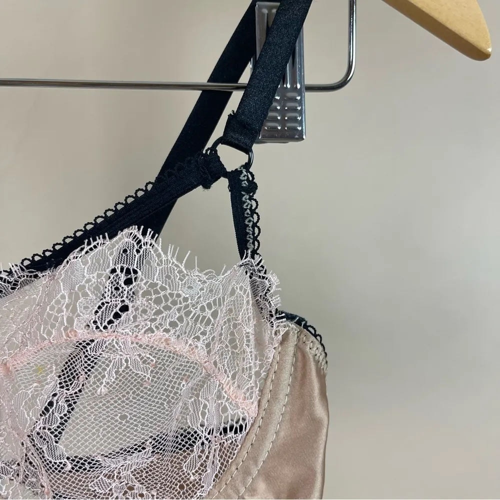 Nude Delicate 34B Lace Medium Wire Bra Sexy Sheer Date Wedding Night Tan Size undefined - Image 3