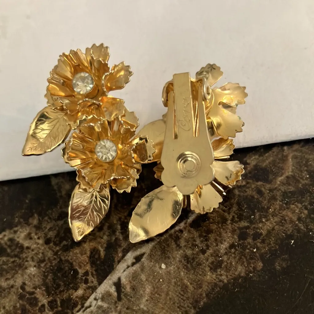 FINAL MARKDOWN Coro signed Gold Floral Earrings - Image 2
