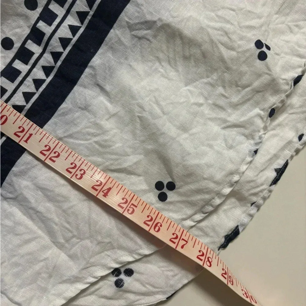 J. Crew Factory 100 % Linen Collared Geometric Long Roll Sleeve Top Size Medium White - Image 5