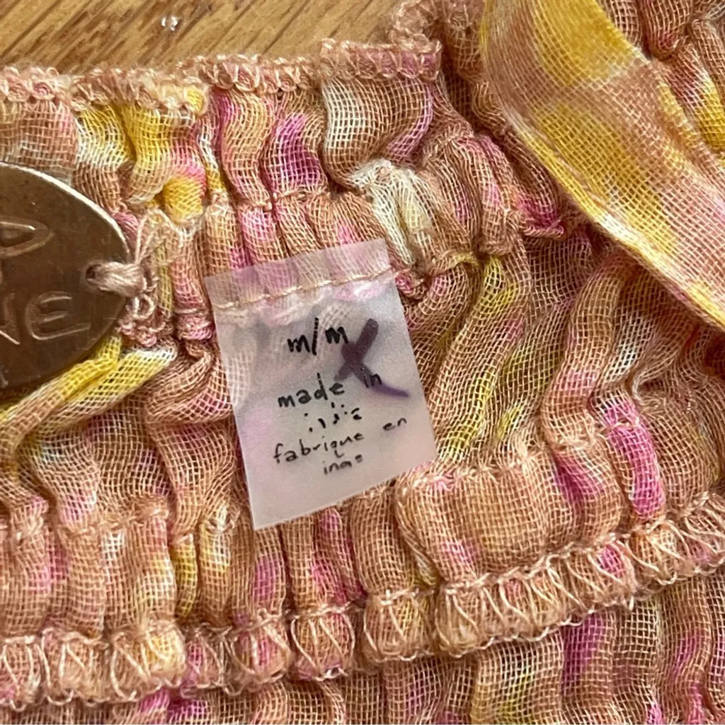 Free People FP One Sammi Shorts Romper 100% Cotton Floral print Orange boho Sz M - Image 10