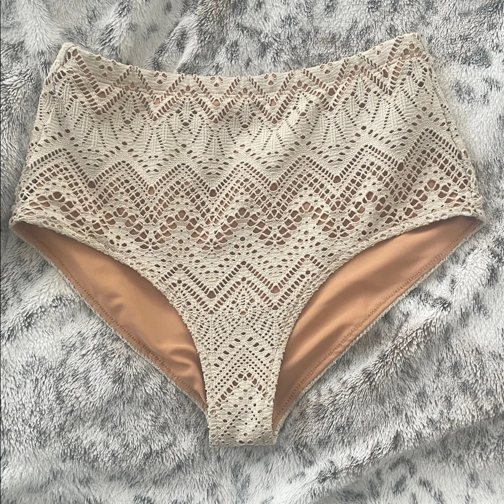 free-est Billie Crochet High-Waist Bikini Bottoms in Sand Size Small - Image 5