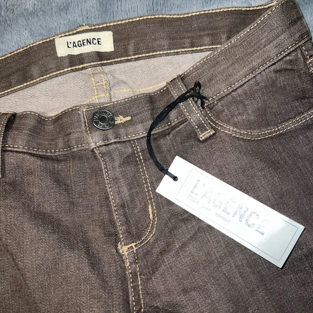 New L'Agence Women's Brown Jeans distressed skinny - Image 4
