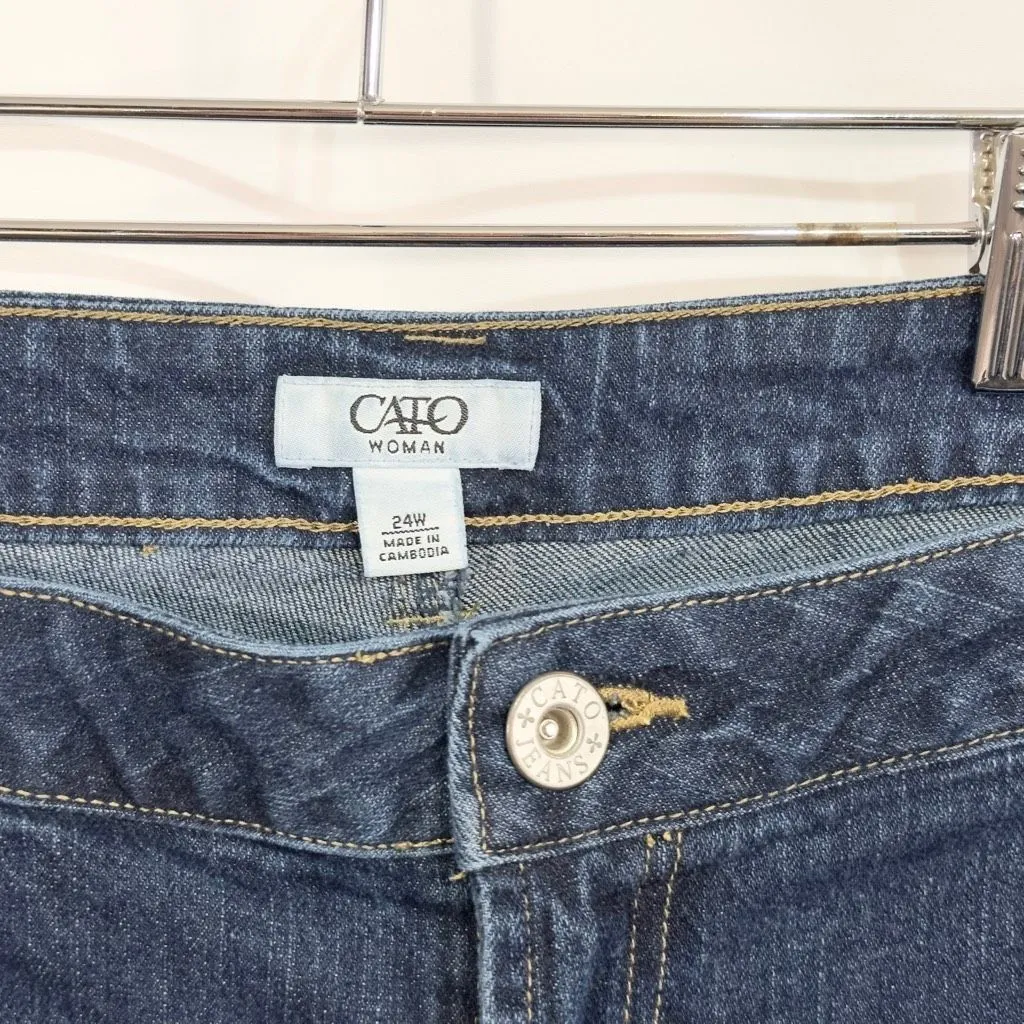 Cato Plus Size 24W‎ Jeans Straight Leg Blue Denim Stretch High Rise Womens 1408 - Image 7