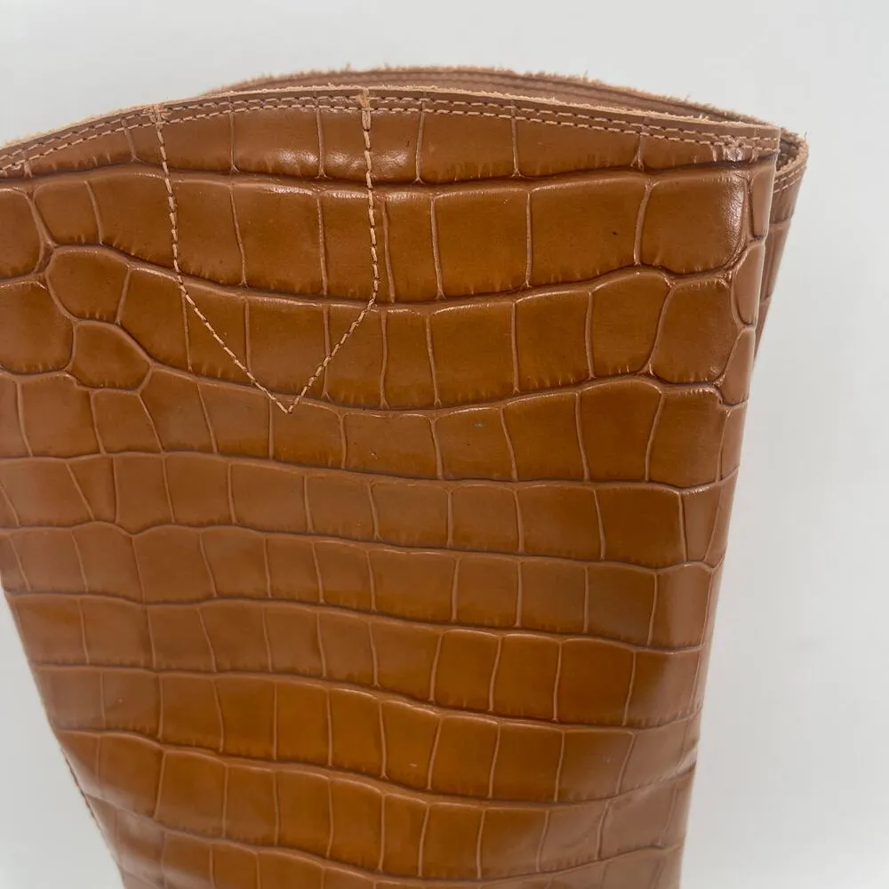 SCHUTZ Boots Terrance Up Size 6.5 NEW Leather Crocodile Tall Embossed NWOT - Image 6