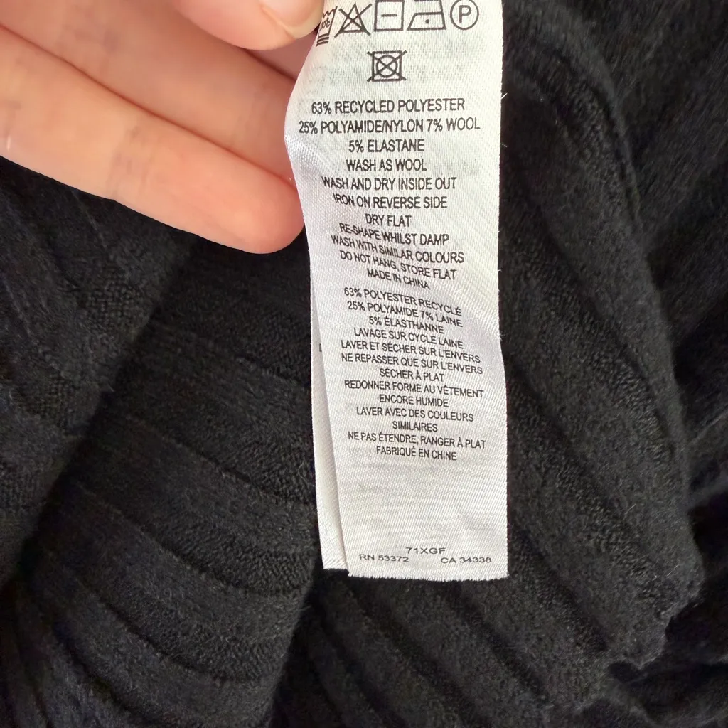 French Connection Ribbed Black Long Sleeve Dress - Image 6