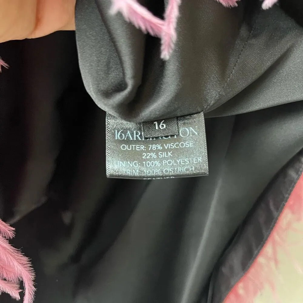 16Arlington Dress Feather Trim Cynthia Mini Dress Brown Pink Size US 12 UK 16 - Image 10