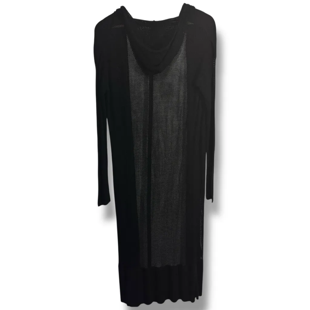 Central Park West New York Black Open Knit Duster Sweater Cardigan - Image 7