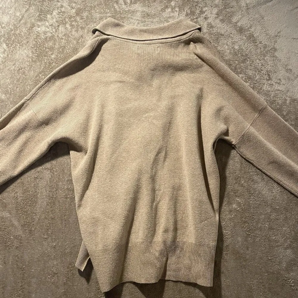 Abercrombie & Fitch Soft A&F Sweater Womens Sz S/M Oversized Half Zip Tan Shirt - Image 4