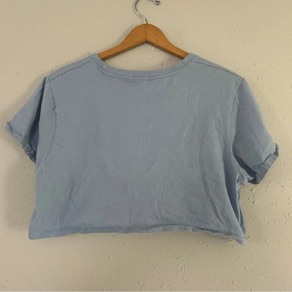 🦋 Messy Bun Just Chillin Blue Butterfly Crop T-Shirt Casual Oversized Summer XL - Image 4