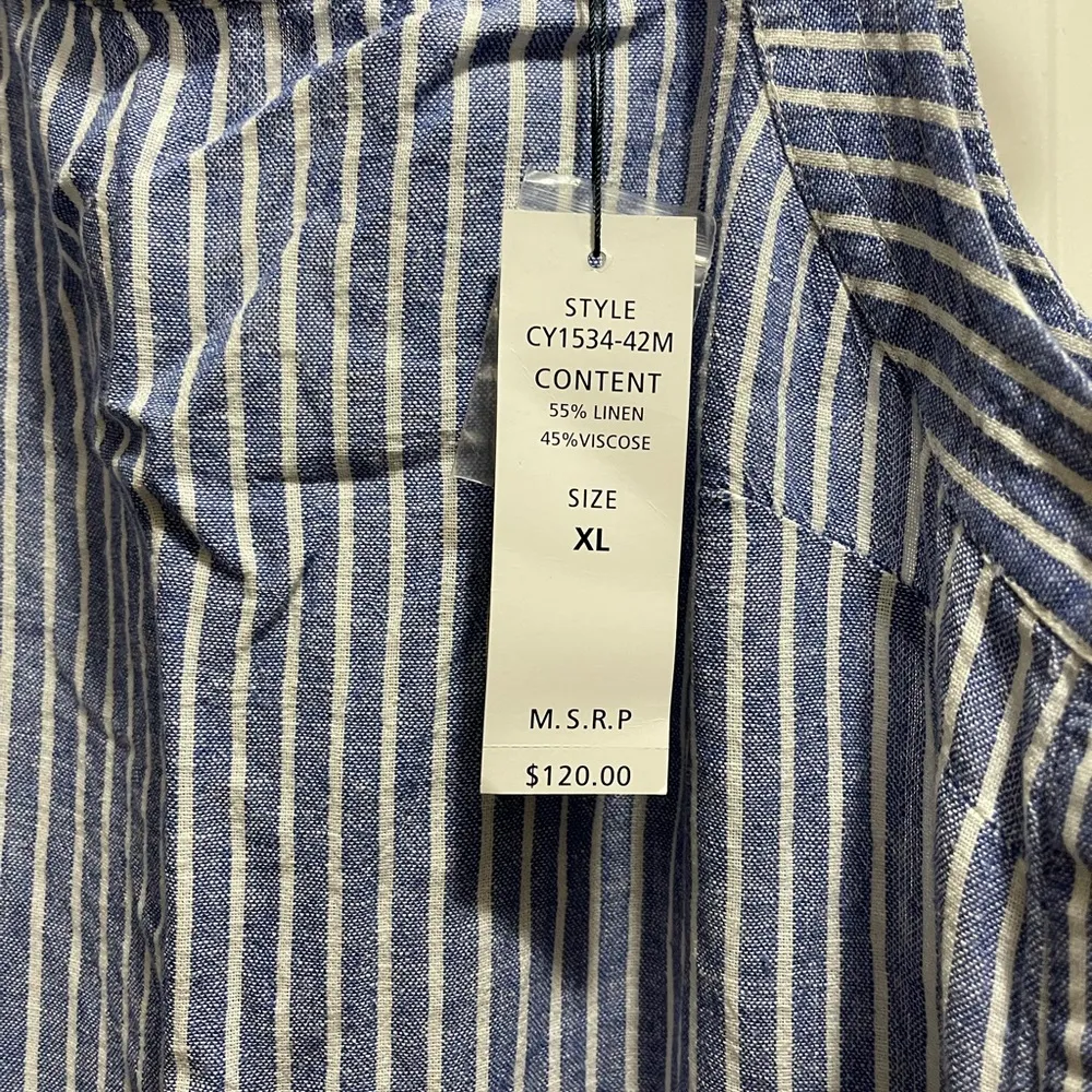 For Cynthia blue and white stripe dress with button detail down the side XL OBO - Image 4