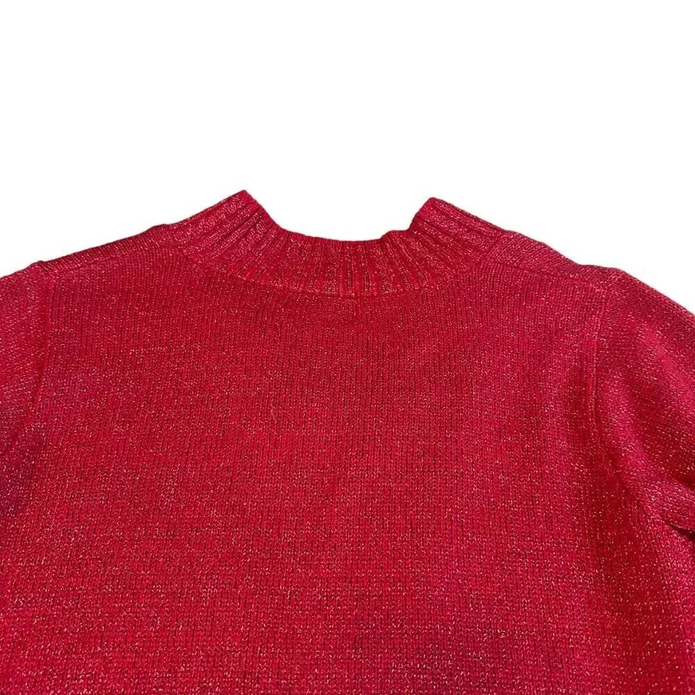 Diane Von Furstenberg The Color Authority Red Glitter Sweater Pullover Small - Image 7