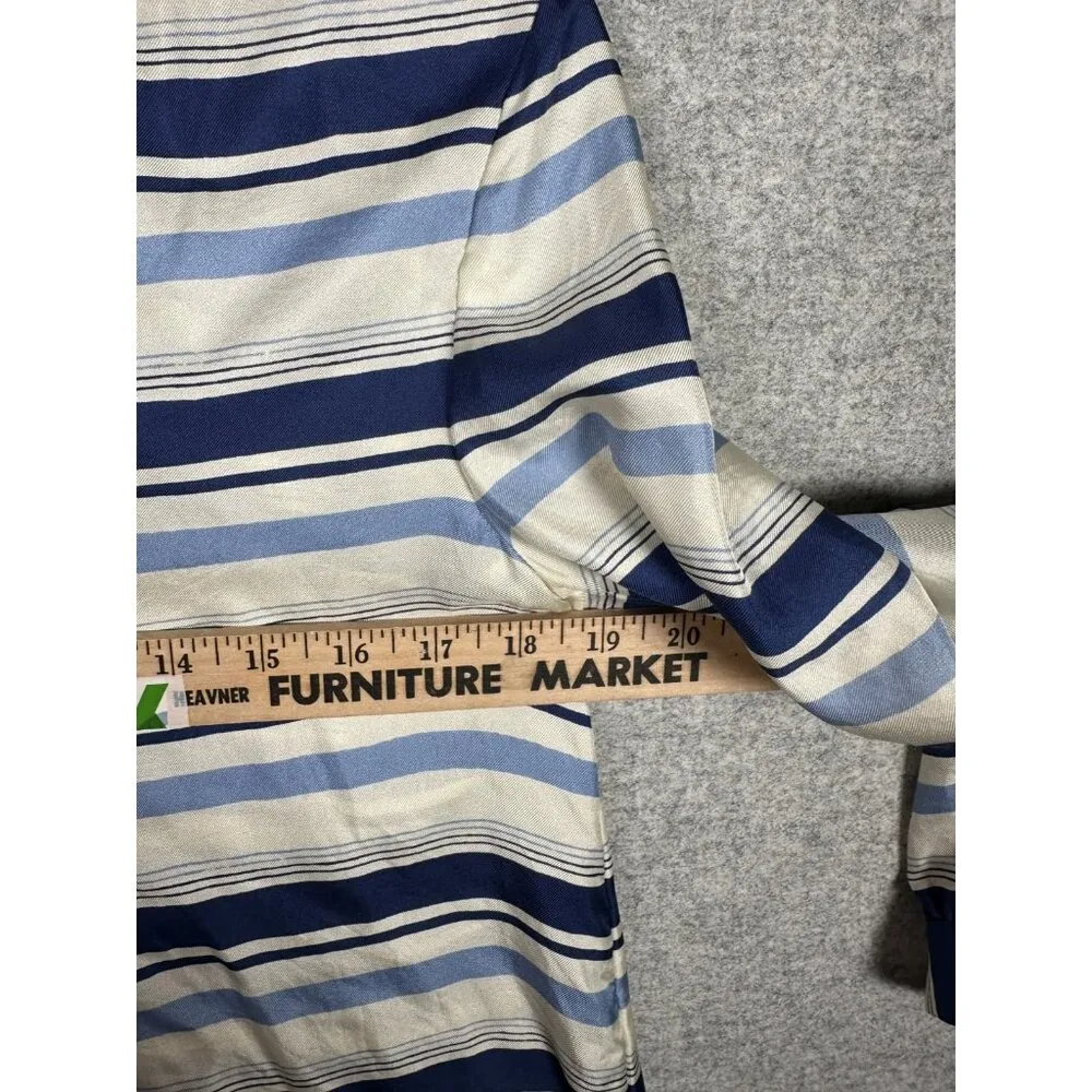 J. Crew Collection Women Small Blouse Top Striped Long Sleeve 100% Silk Tie Neck - Image 10