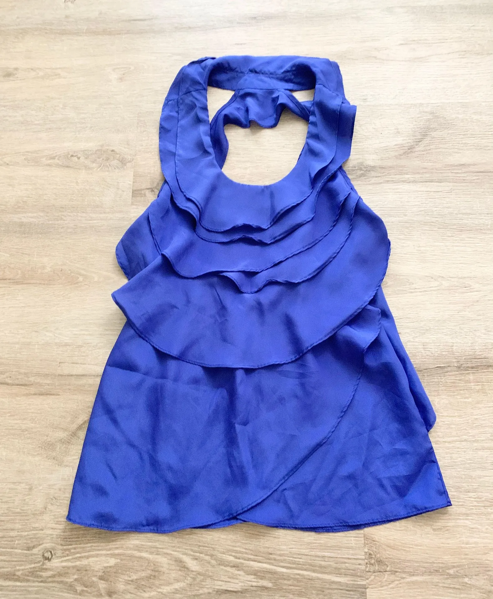 Royal Blue Tulip Ruffle Open Back Top S - Image 2