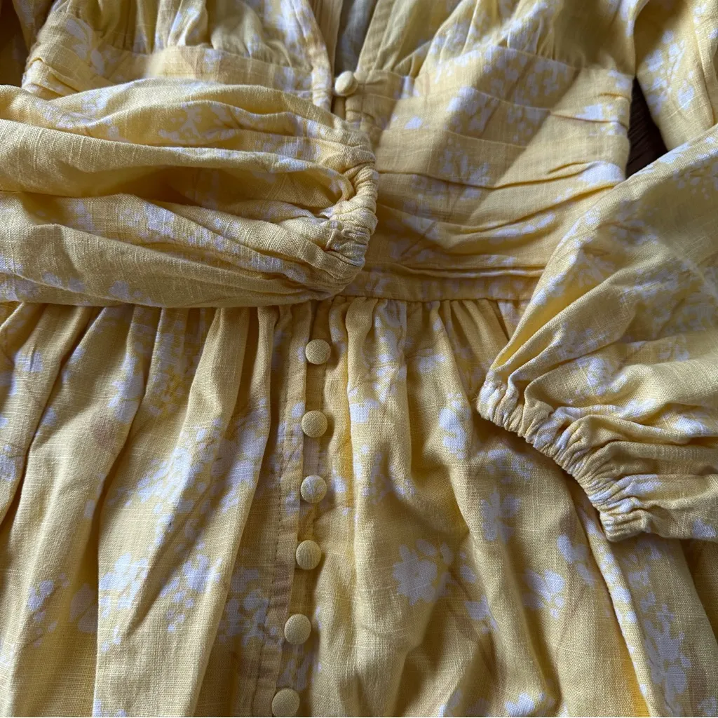 Sabo Skirt Lulu Dress in yellow with a floral print XS | Long sleeve - Image 4
