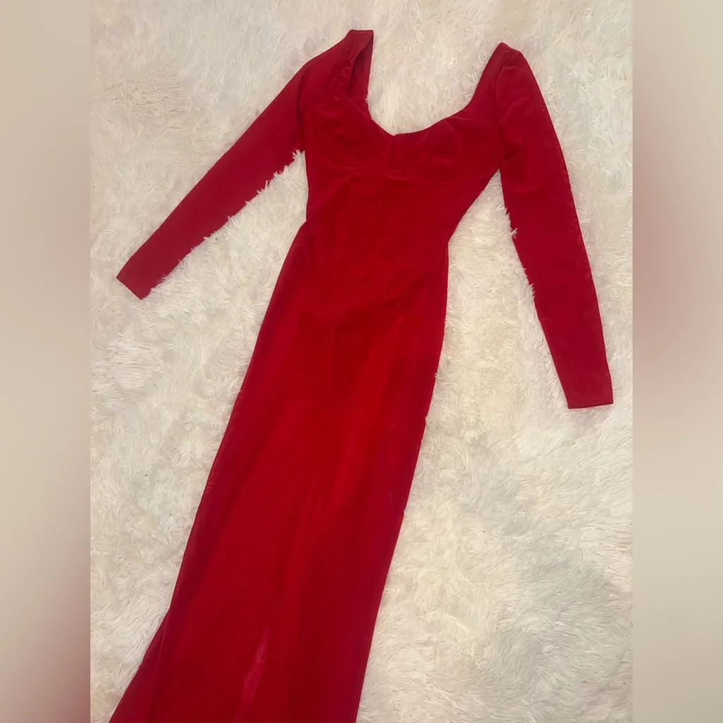 NEW House Of CB Everly Corset Long Sleeve Hauted Red Gown Sz S D-E - Image 5