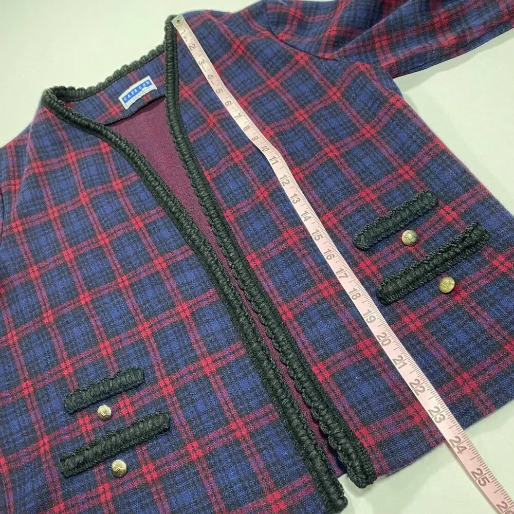 Cape Cod Sportswear Womens Plaid Open Cardigan Jacket Size 16 XL Red & Blue - Image 8