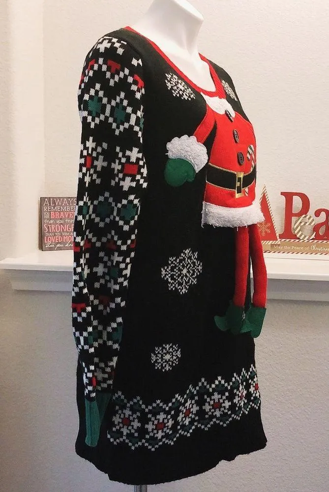 United States Sweaters Crewneck Holiday Sweater in Black/Red, Size L EXCELLENT - Image 4