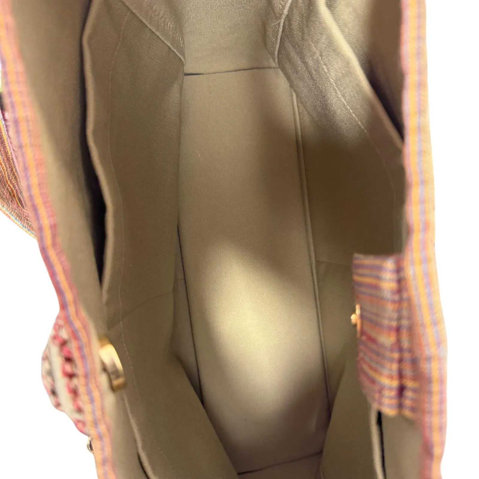 Handmade Vintage Tapestry Tote Bag Teapot Motif Fabric Gold Purse w Tassel - Image 12