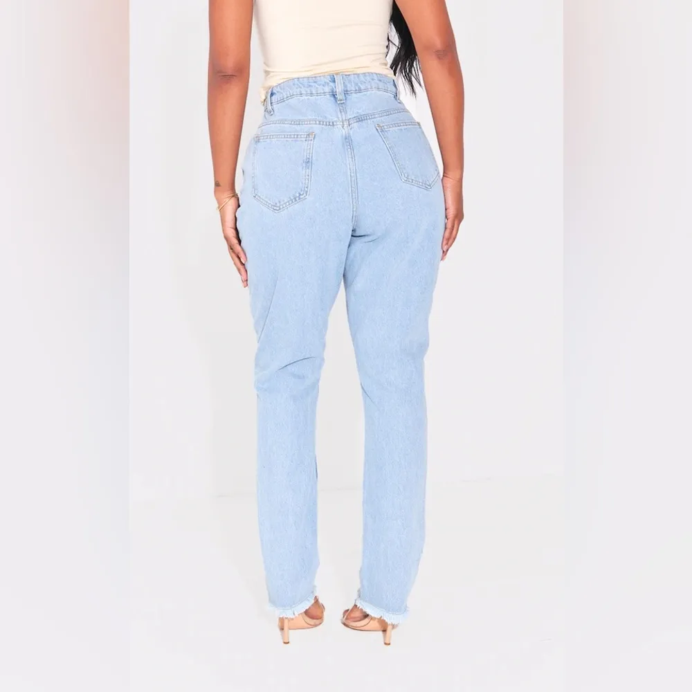 PrettyLittleThing Shape Vintage Distressed Hem Straight Leg Jeans Sz 12 … - Image 3