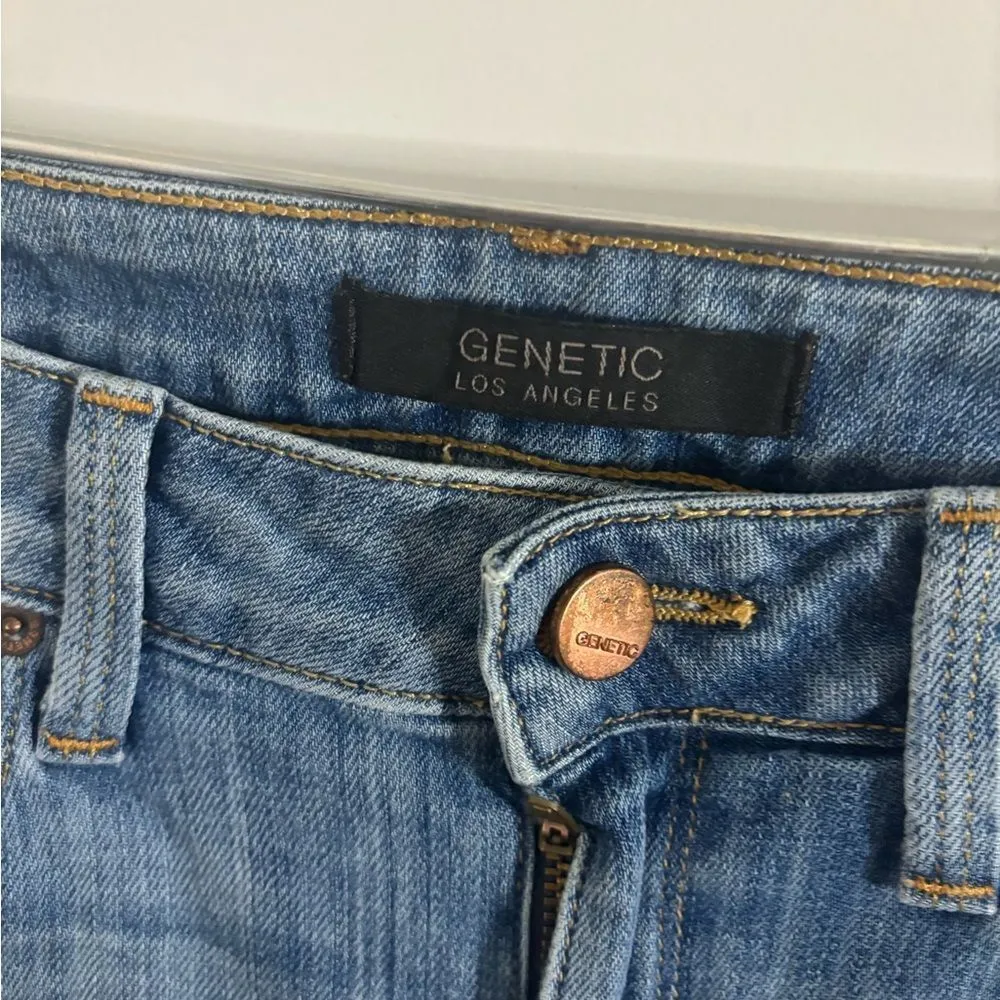 Genetic Denim Women's Light Blue Ripped Skinny Jeans size 29 EUC Y2K - Image 2