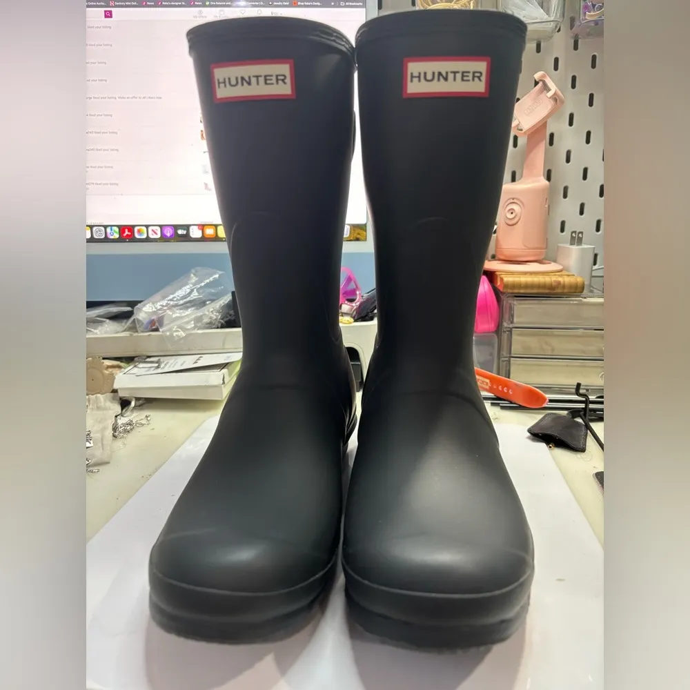 HUNTER Women's Original Back Adjustable Short Rain Boots Sz 8 - Image 2