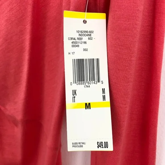 New  Asymmetrical Draped Cowl Neck Lightweight Top Coral - Image 16