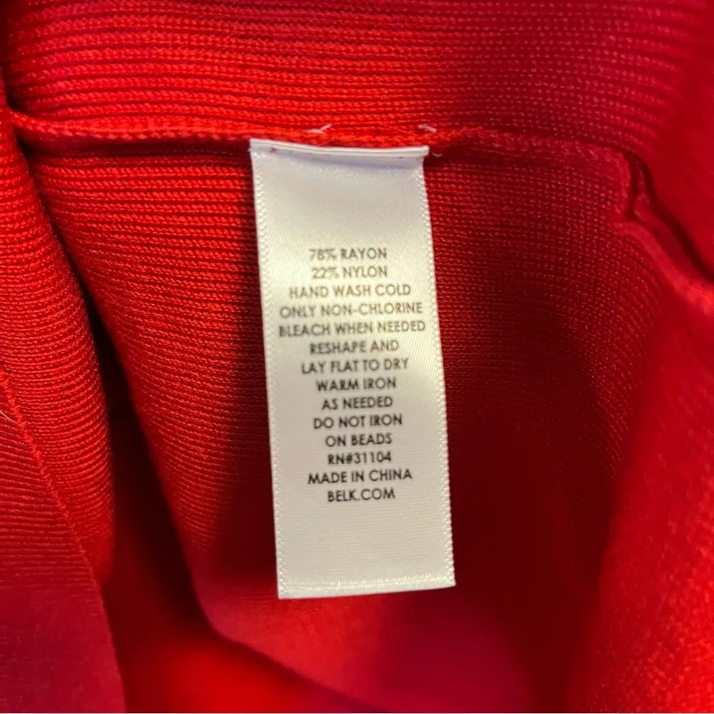 The Limited Knit Top Red Mock Neck Bejeweled Short Sleeve Cut Out Top Sz 3X NWT - Image 8