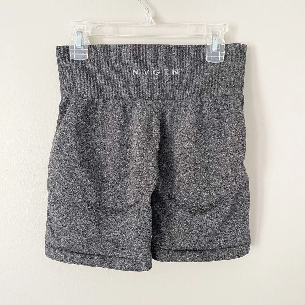 NVGTN Size S Gray Contour 7" Inseam High Rise Compression Workout Shorts - Image 2