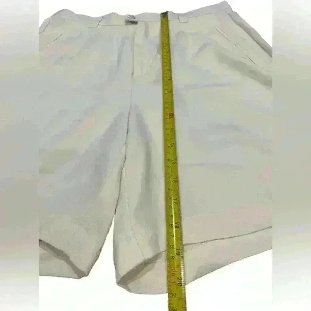 Tommy Bahamas 100% Silk‎ Pale Yellow Women’s Shorts Size 12 High Waisted - Image 7