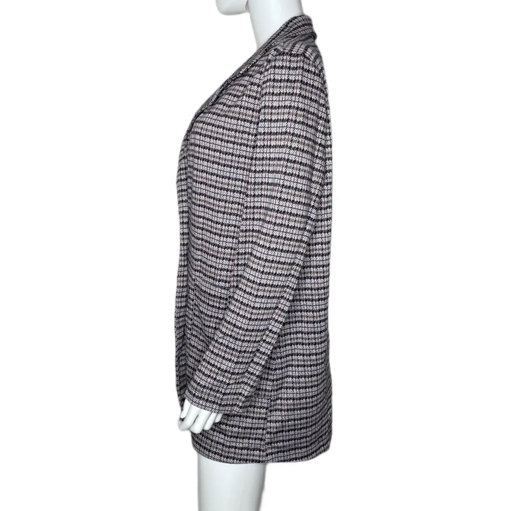 Sanctuary Women's Plaid Houndstooth Notch Collar Single Button Long Blazer sz M - Image 2