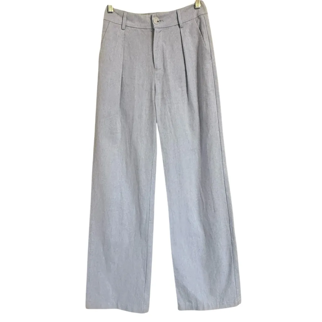Paige Dallas Chambray Linen High Waist Wide Leg Trouser Women’s Size 00 - Image 3